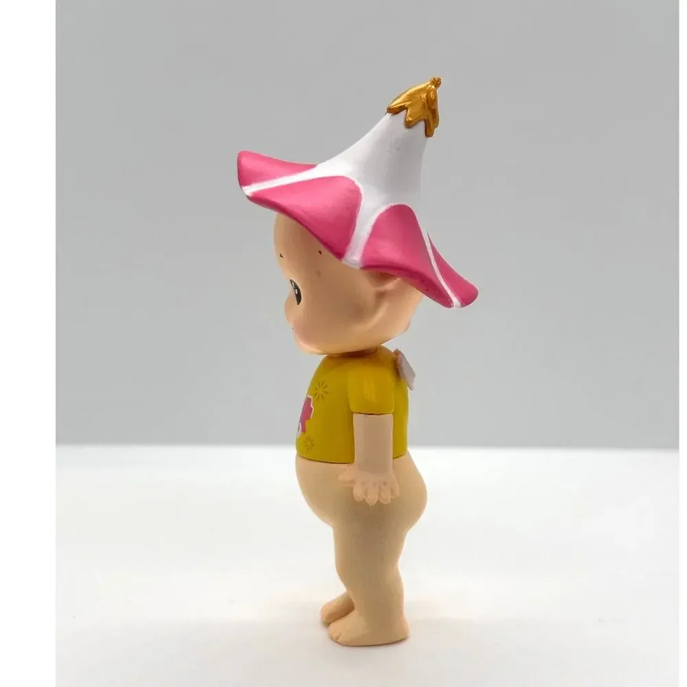 New Unbranded Kewpie/Angel Collectible Mini Figure, Pink Flower, Open Box